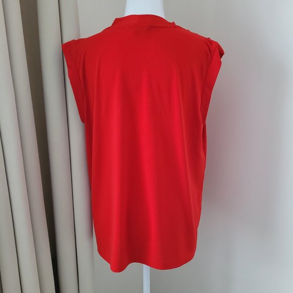 Short Sleeve Vibrant Red Blouse With Ties - Picture 5 of 11